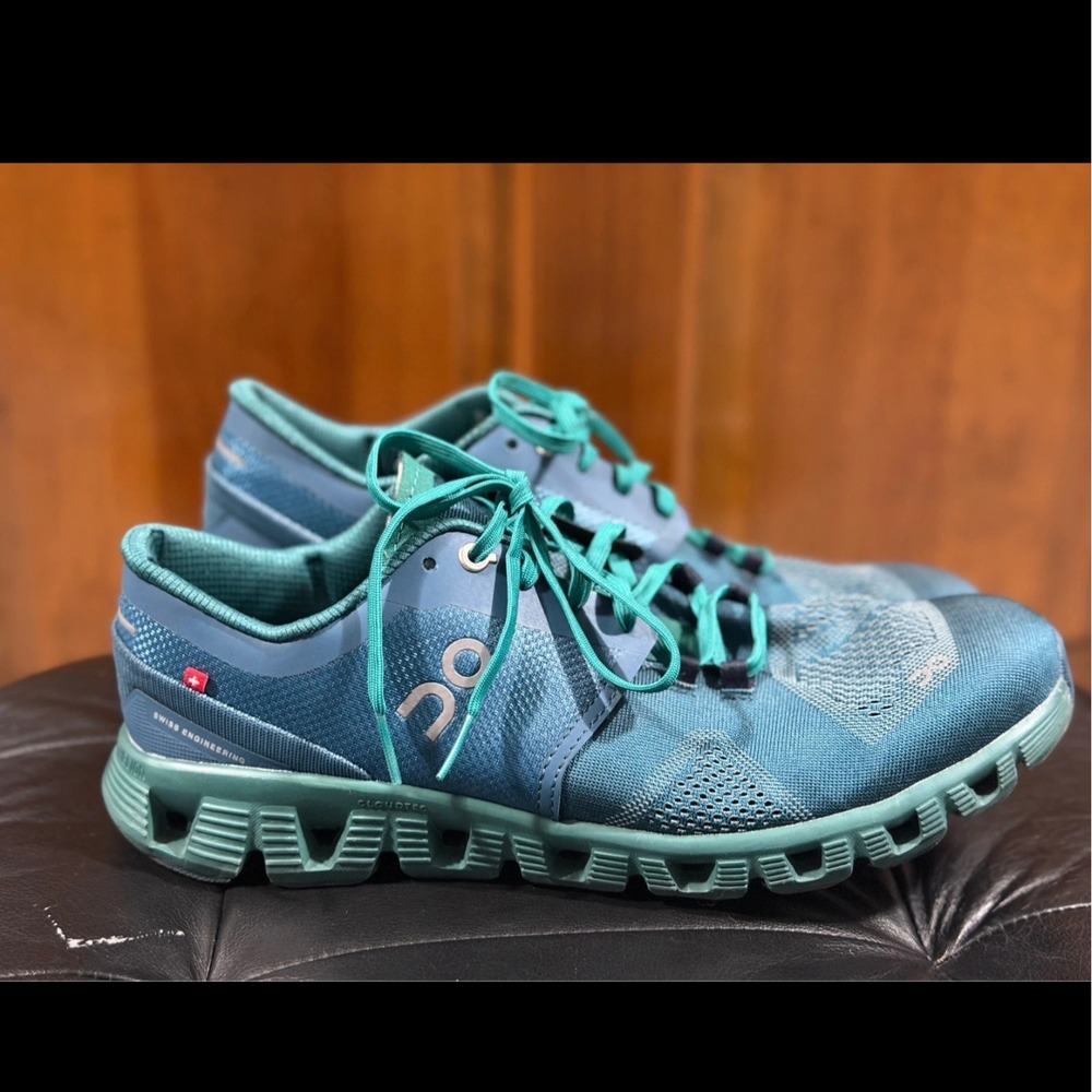 On Cloudflow Running Shoes Mens Size 12 Teal Blue 40.99706 Training Sneakers